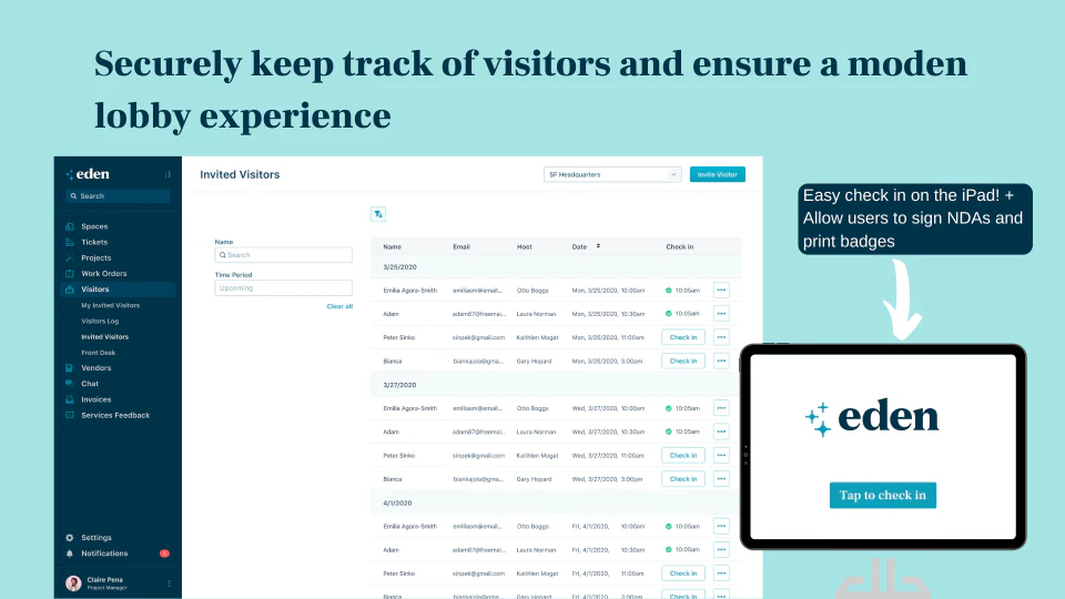 screenshot of Eden Workplace